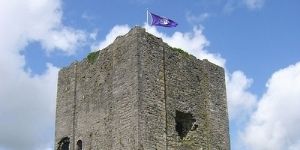 medieval castle tower and blue sky
