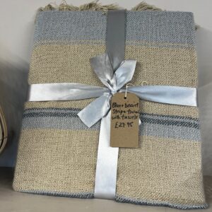 Blue & Biscuit Striped Throw with Tassels